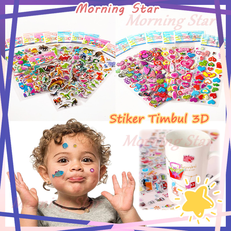 Stiker Anak 3D/Stiker Mainan Anak Perempuan/Stiker Karakter Anak/3D Sticker Puffy/sticker Timbul Kar