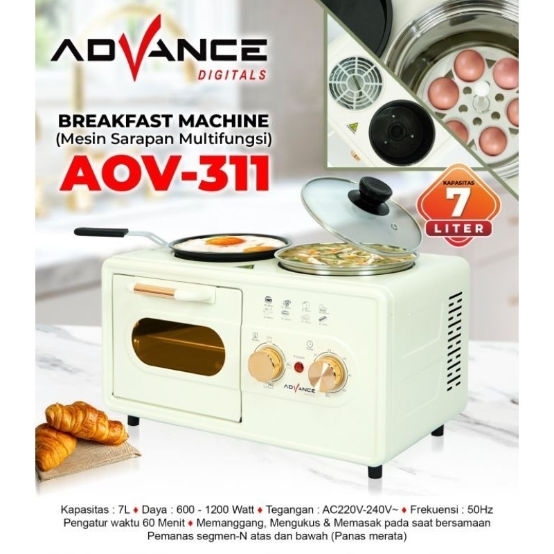 oven 3in1 Mesin Sarapan Multifungsi AOV-311 / Breakfast Machine 7 Liter Advance ug5
