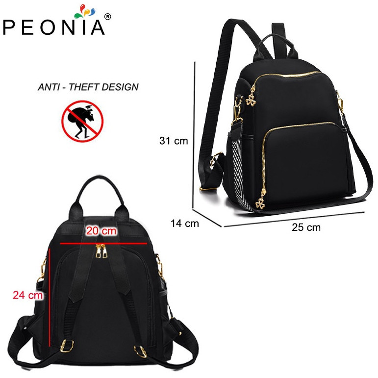 KH67HN Peonia PNA YOOMI Water Resistant Ransel Tas Import Wanita Punggung Design Anti Maling Kantor 