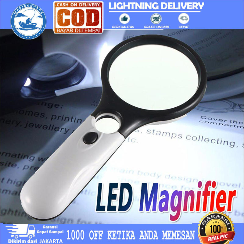 

2in1 Magnifier Gelas Kaca Pembesar Dengan Lampu 3 LED Loop Magnifying Untuk Membaca dan Perhiasan