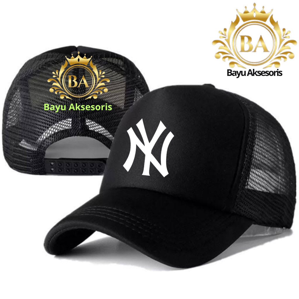 Bayu Aksesoris Topi Trucker NY - Topi Distro NY Logo - Topi NY Premium - Topi Pria Dewasa - Topi Pri