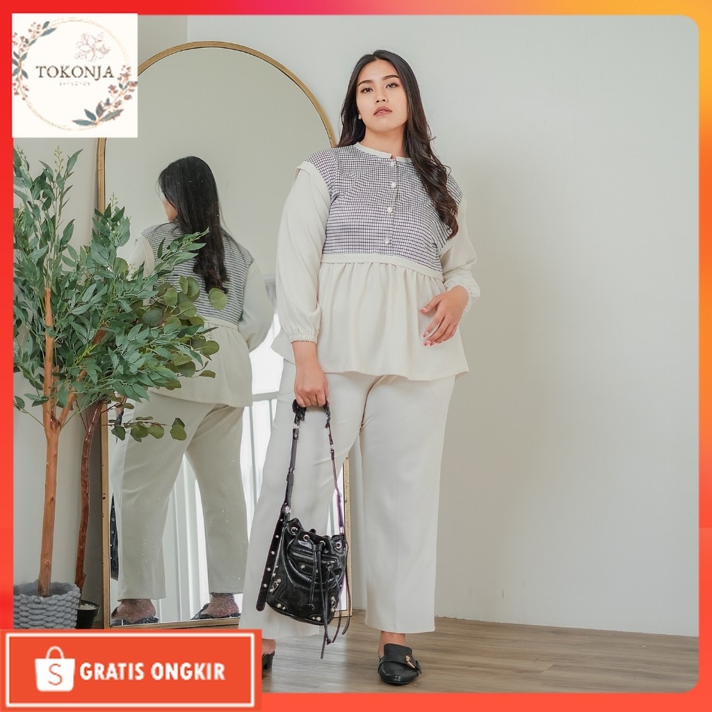 One Set Terbaru / Bigissimo - Kiera Set | Setelan Atasan dan Bawahan Wanita Bigsize Jumbo