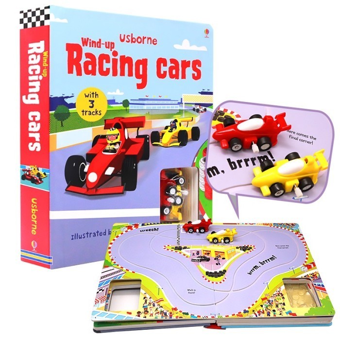 [PROMO MURAH] Buku impor Usborne Wind Up series,Usborne wind up airport train board - WU-Racing Cars