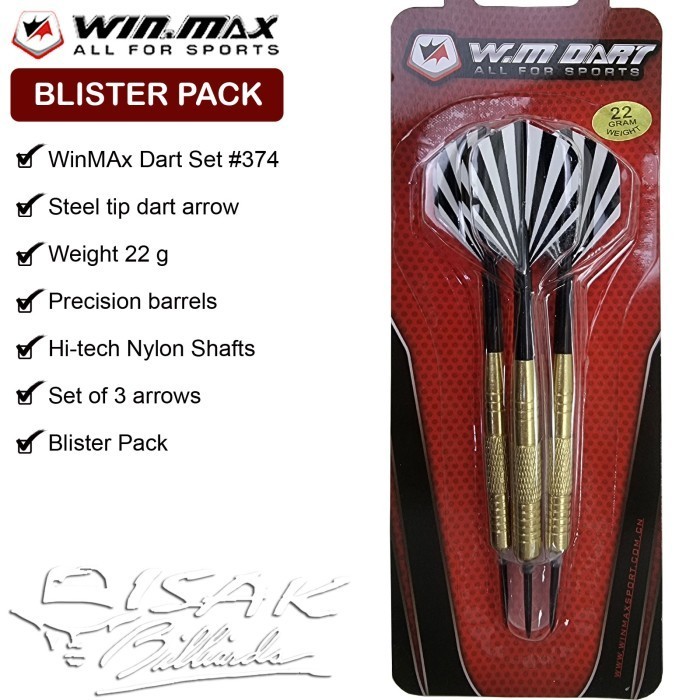 WinMax Steel Tip Dart Arrow - 374 Blister Pack Panah Jarum Papan Darts