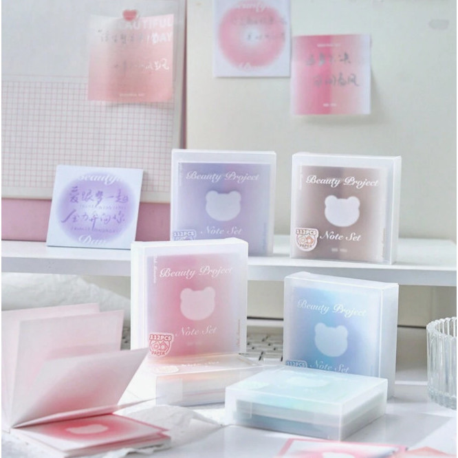 

Memo Planner Notepad Isi 112 Pcs/ Pack Set GRADIENT BLUSH Notes Pastel Stationery Sticky Notes