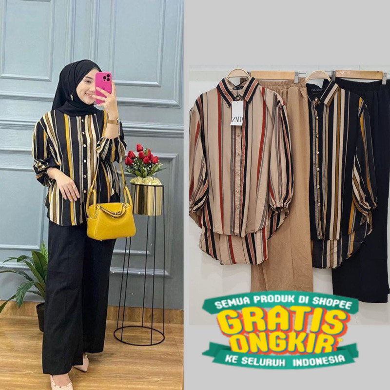 SETELAN WANITA MOTIF SALUR MALIKA // SET WANITA TERBARU // ONE SET PENJAMAS KEKINIAN TERMURAH/SETELA