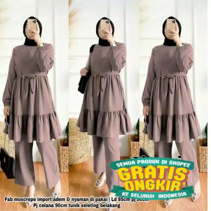 RMDN | Titani One Sett Ukuran M-L-XL-XXL-XXXL 2 in 1 Terbaru Setelan Tunik + Celana Baju Anak Peremp