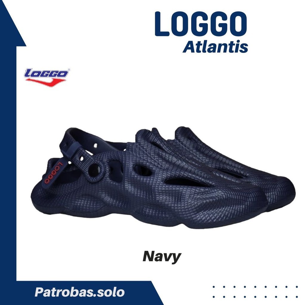 Loggo Sandal Clogs Atlantis Navy Sendal Phylon Slide Slop Pria Empuk Original