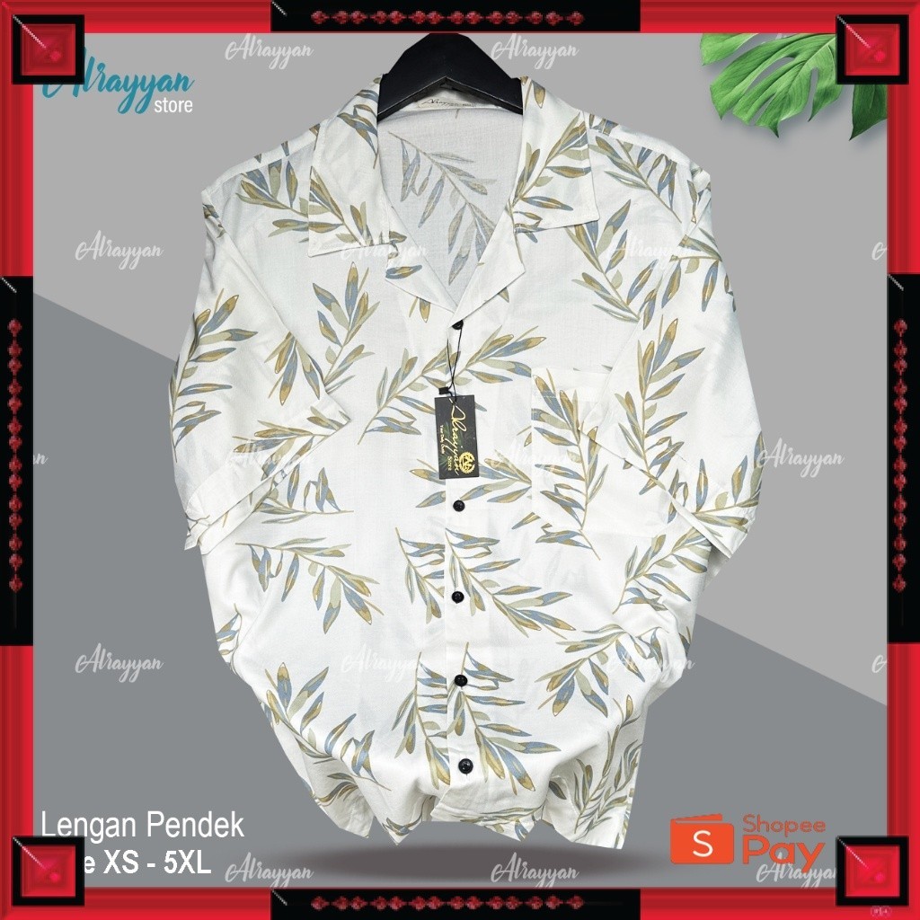 KAIN ADEM LEMBUT HALUS TEBAL / Alrayyan Store - Kemeja Hawaii Motif Daun Putih Lengan Pendek Pria Wa