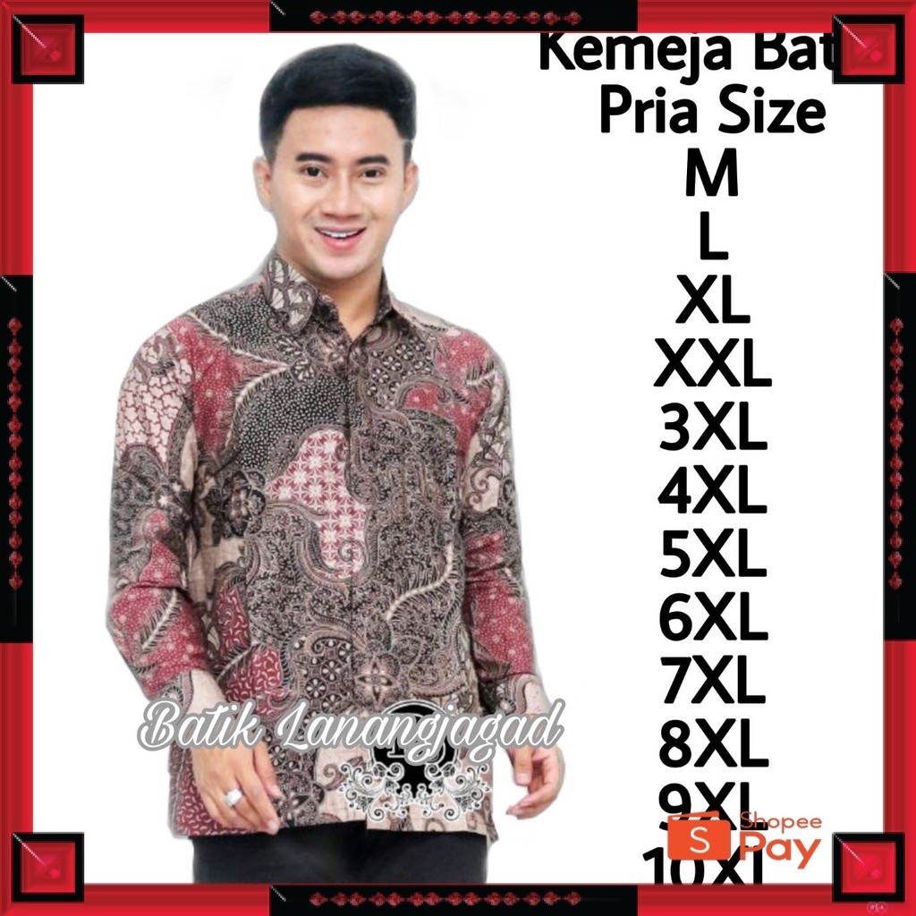 [PREMIUM ORIGINAL] Kemeja Batik Pria lapis Furing BigSize Jumbo Warna Dusty Pink Motif mahkota