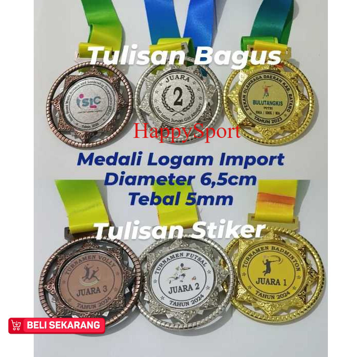 MEDALI LARI VOLI BADMINTON  IMPORT CUSTOM LOGAM MODEL BINTANG HARGA SATUAN PER 1PCS