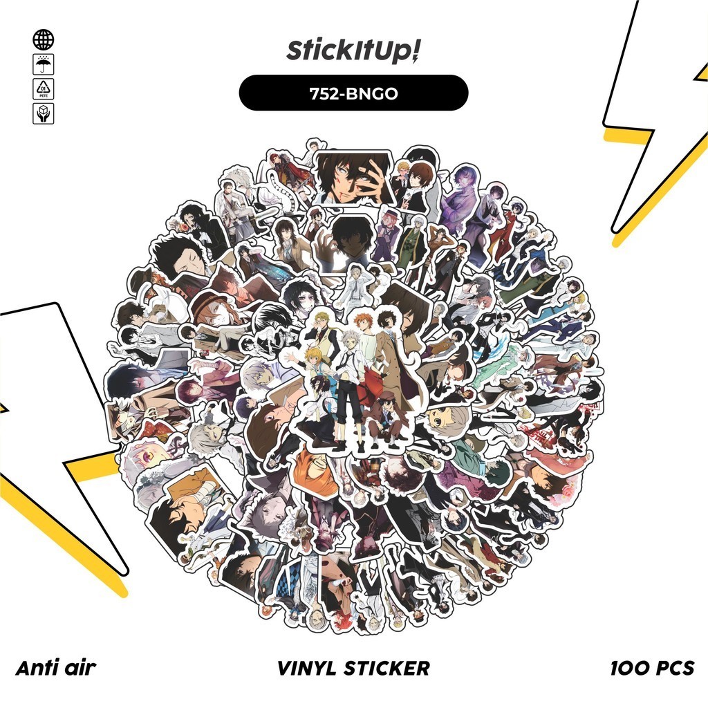 

COD✨ 100 Pcs Stiker Pack Bungou Stray Dogs V2 Lucu Aesthetic Vynil Waterproof untuk Freebies Sticker Buku Journal Casing HP Laptop