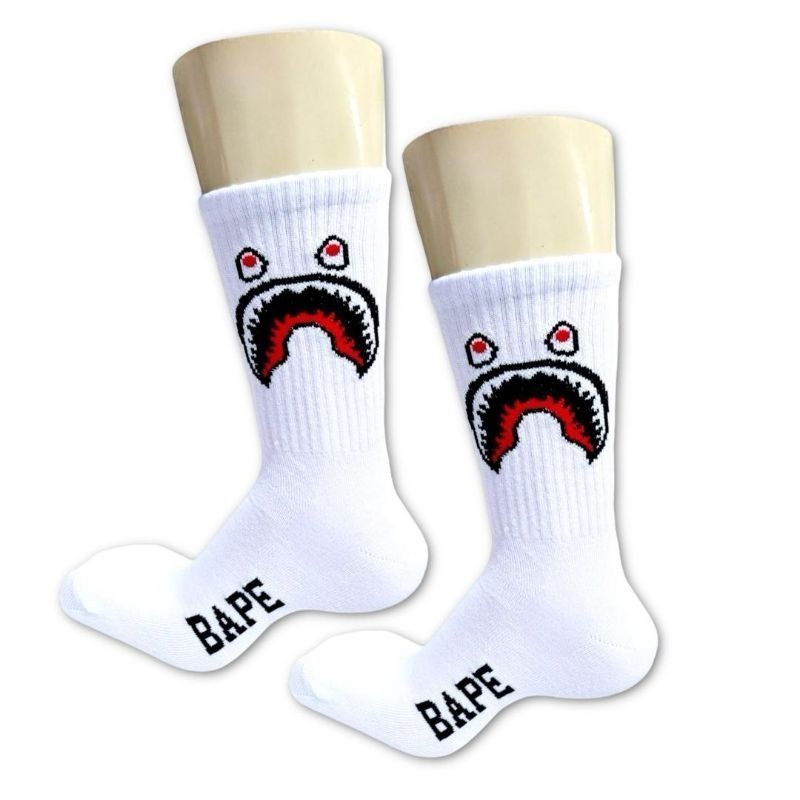 Kaos Kaki Oldschool Style Motif BAPE Putih Kaos Kaki Skate Bape