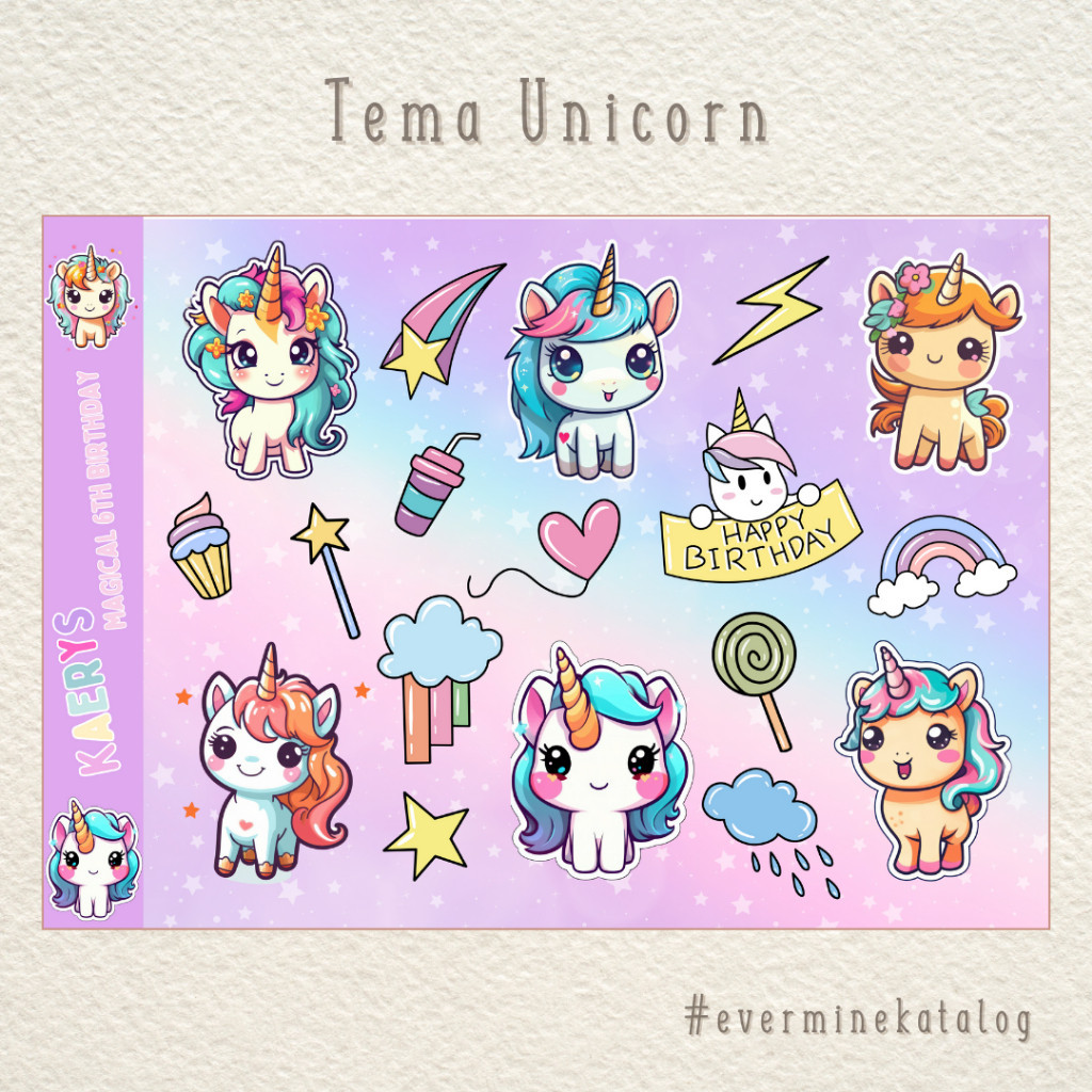 

Hampers Ulang Tahun Tema Unicorn Set Sticker Label Nama Anak Tema Unicorn Evermine