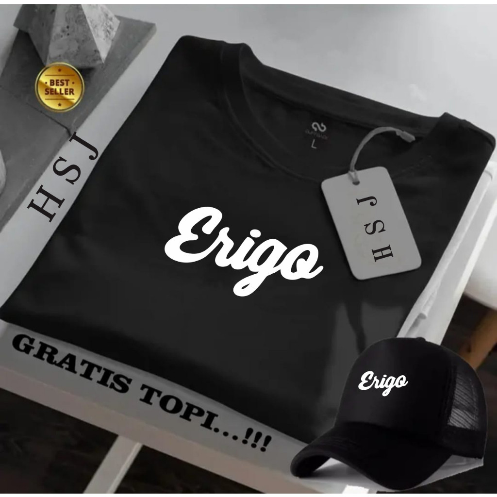 BONUS TOPI TERBARU  GET 1 PCS ( PROMO COD ) Kaos Distro Erigo Keren White Motif Lengan Pendek Terbar