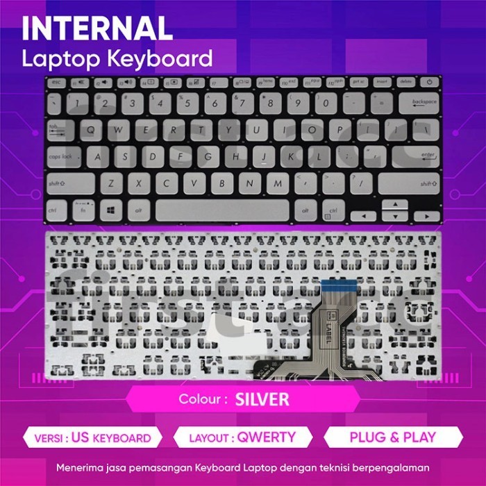 Keyboard Laptop Asus Vivobook 14 X420 A420 A420u A420ua SILVER