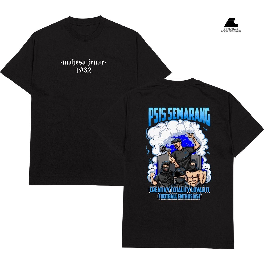 FestKaos KAOS SUPORTER BOLA HOOLIGAN PSIS SEMARANG  hitam dan putih lengan pendek