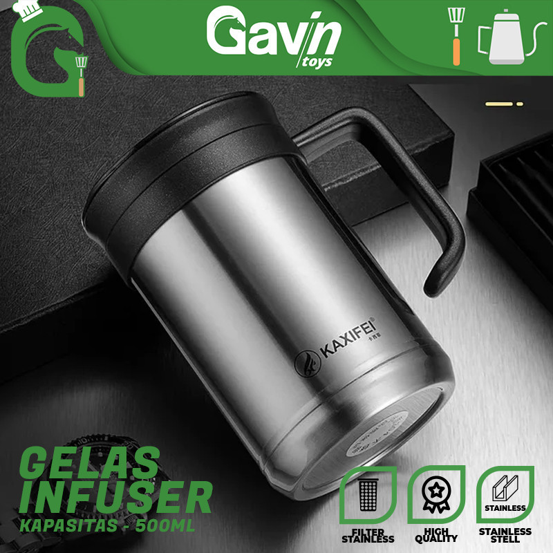 Gelas Double wall Infuser - Gelas Teh - Gelas Stainless - Tea Infuser