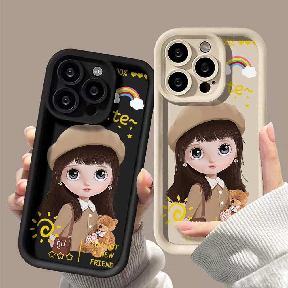 Softcase OPPO A7 A5S A12 A12s A3s A12e Cute Girl Phone Casing Soft Silicone TPU Full Cover Shockproo