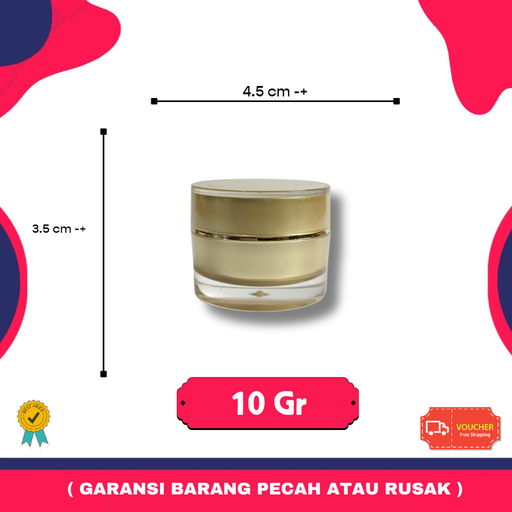 Pot Cream Acrylic 10gr Gold | Pot Krim Akrilik Kosmetik Skincare 10 gram