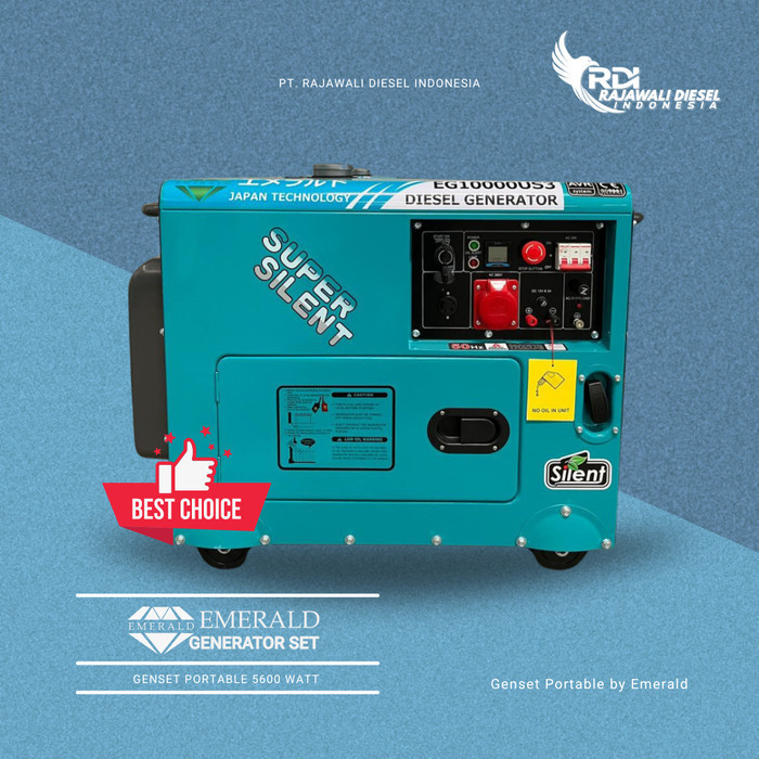 GENSET 7 KVA / 5000 WATT 1 PHASE EMERALD EG10000US SILENT JAPAN TECH