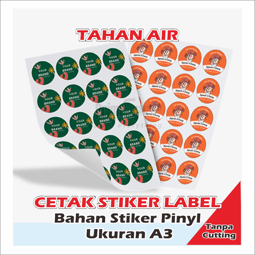 

CETAK STIKER LABEL TAHAN AIR PINYIL UKURAN A3 stiker label stiker label makanan stiker label custom