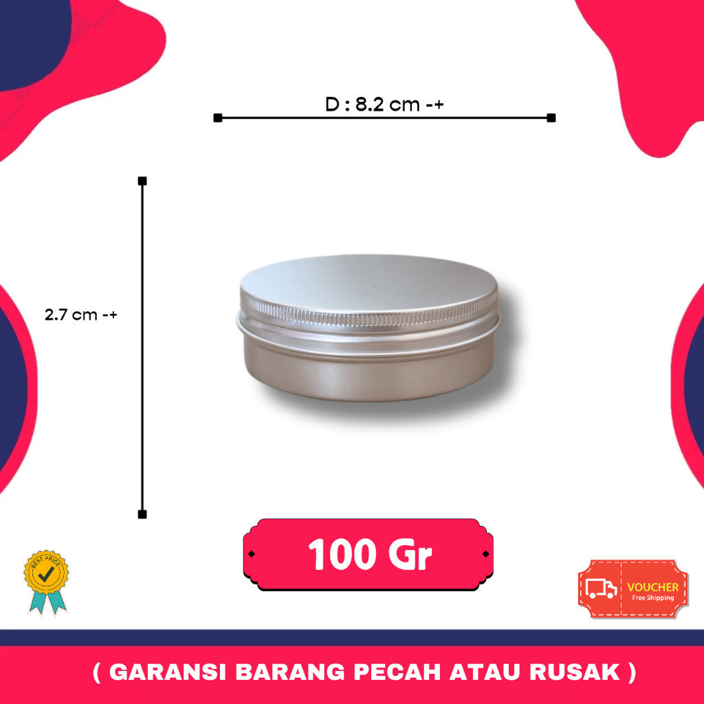 Pot Pomade Aluminium 100gr Tin Can | Kaleng Pomade Aluminium 100 gram
