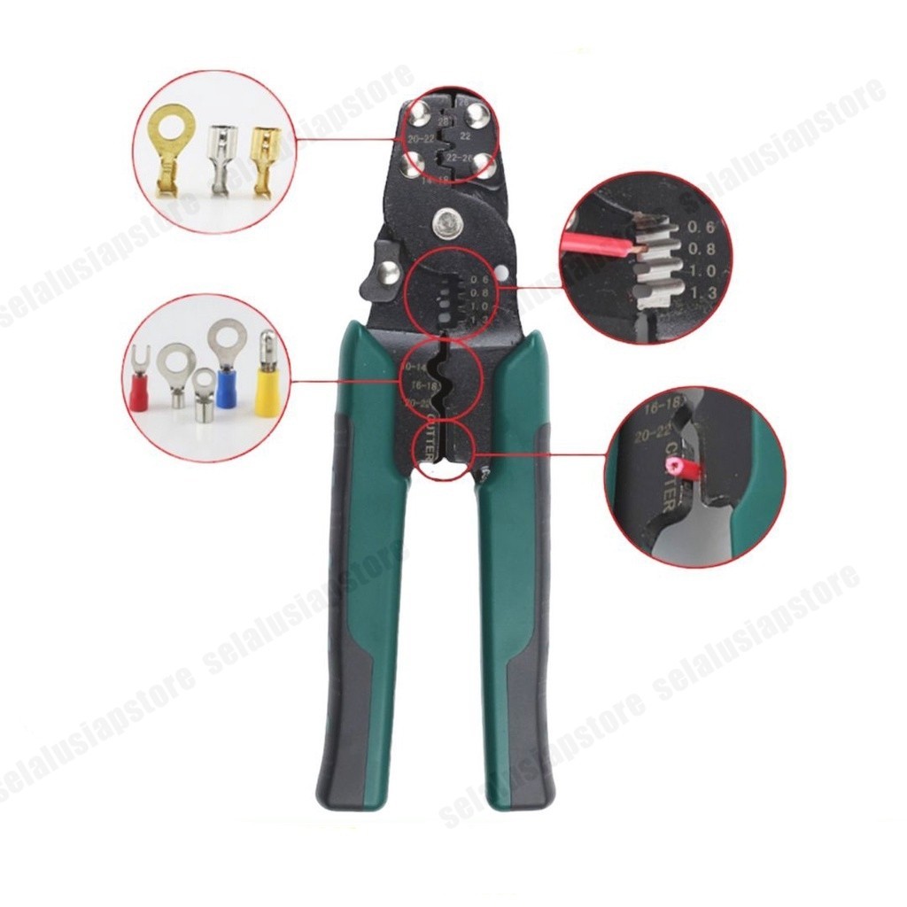 ID TANG KRIMPING PRESS SKUN KABEL KOMBINASI / TANG POTONG KUPAS KABEL MULTIFUNGSI / TANG PRESS SKUN