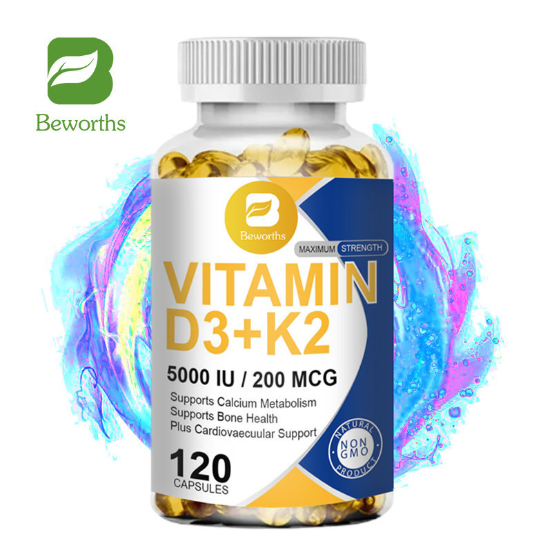 BEWORTHS Organic D3 K2 Kapsul Vitamin D3 5000iu with 45mcg vitamin K2 Capsules Gigi Rangka Kesehatan