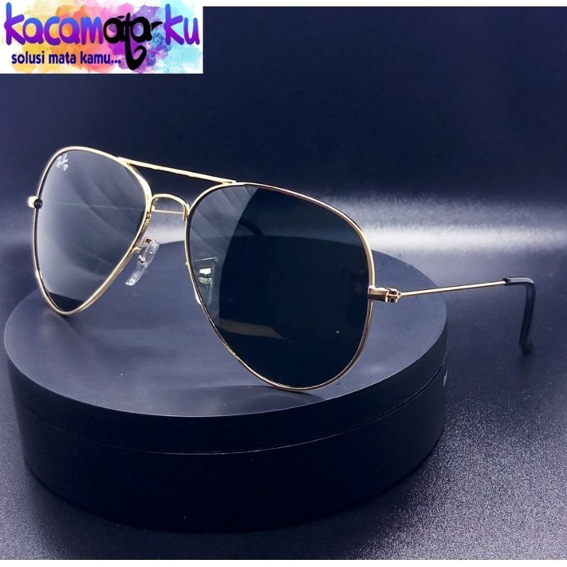 Kacamata Rayban Aviator 3026 Lensa Kaca Hard Diamond Box Fullset