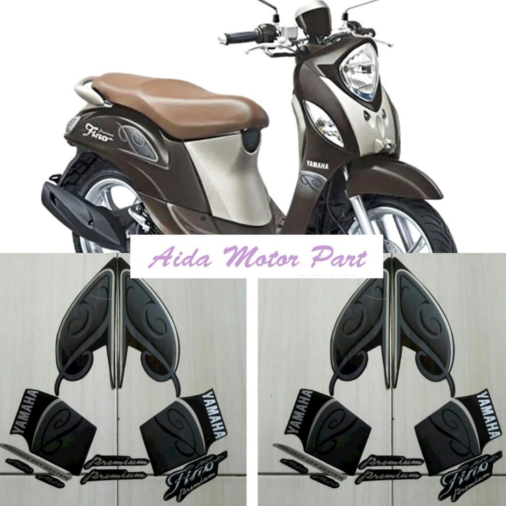 Striping Stiker Polet motor yamaha fino 125 2018 premium brown coklat list standar berkualitas termu