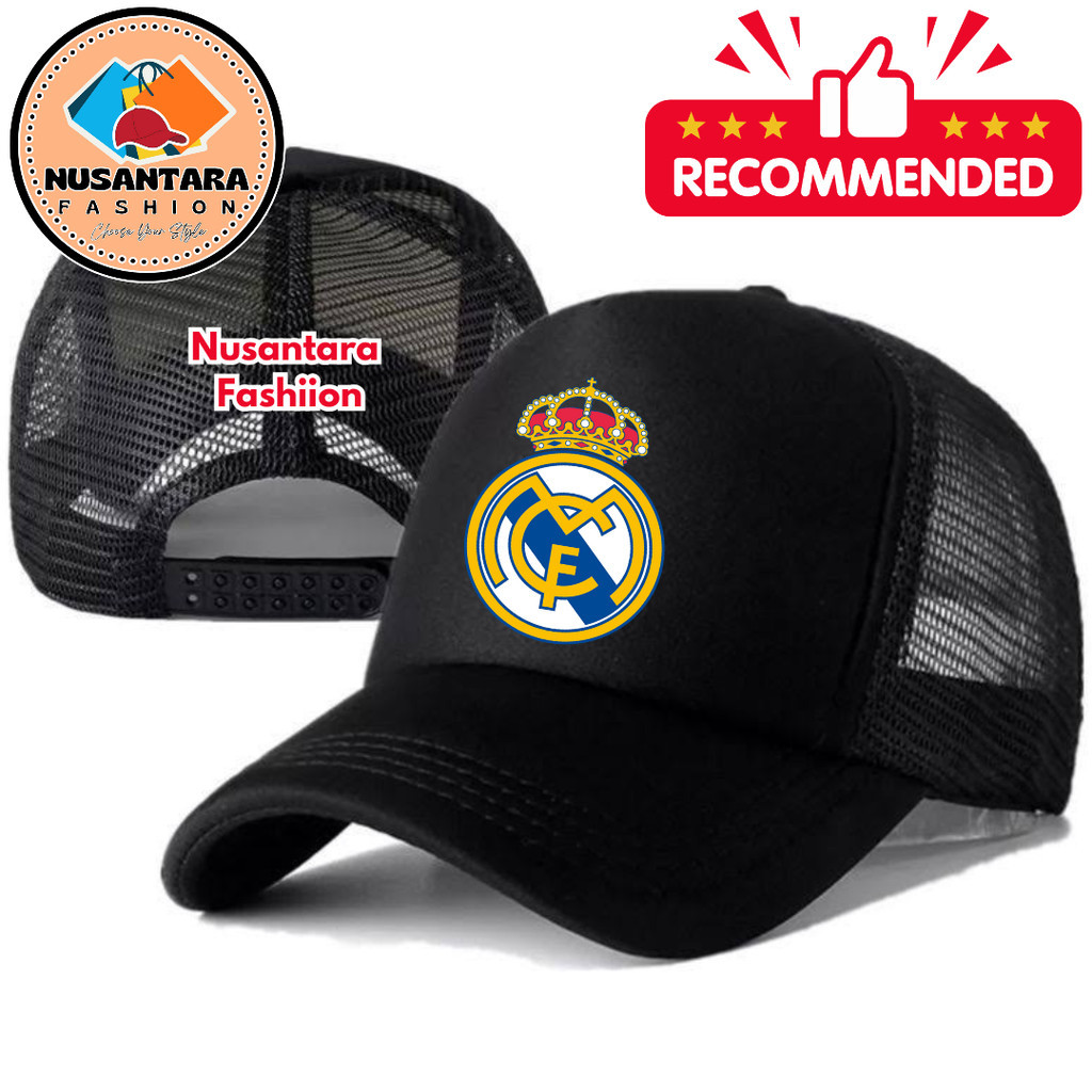 Nusantara Fashiion Topi Trucker REAL MADRID - Topi Distro REAL MADRID Logo - Topi REAL MADRID Premiu