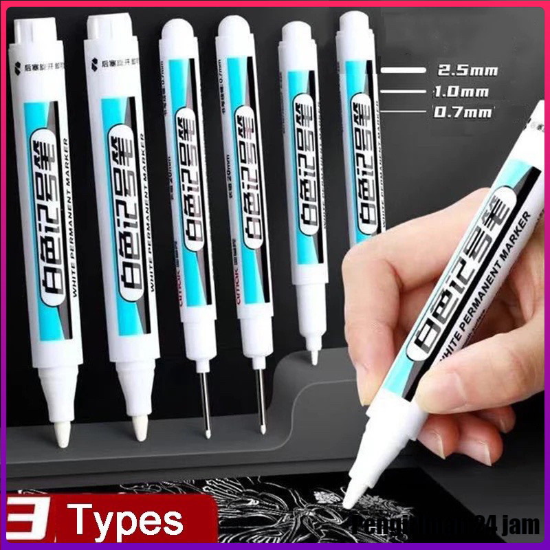 

【Pengiriman 24 jam】Delunashop Marker white spidol putih tulis resi Pen Gel Putih Permanen 2.0 mm Anti Air Untuk Menggambar Graffiti DIY refill air spidol putih spidol white