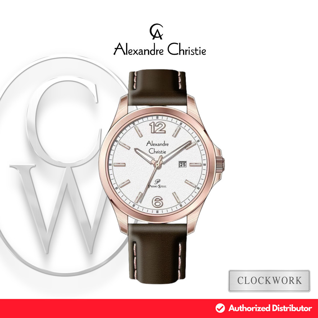 Jam Tangan Pria Alexandre Christie Primo Steel AC AC 1029 MDLRGSL Kulit Classic Minimalis Simple Ros