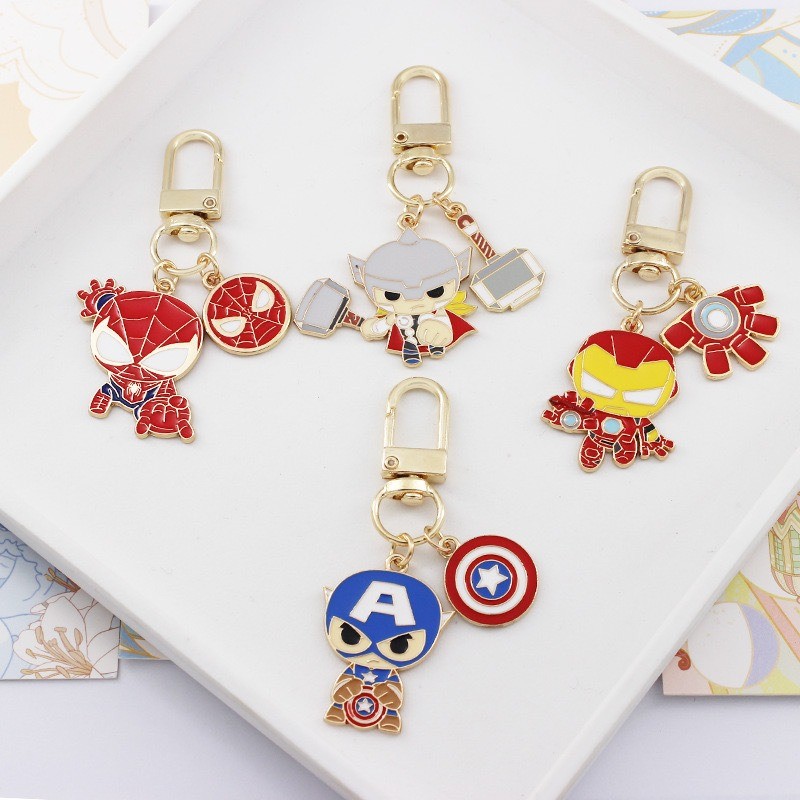Marvel Keychain Avengers Spider Man Iron Man Cute Keychain Car Keychain Couple Bag Keyring Superhero