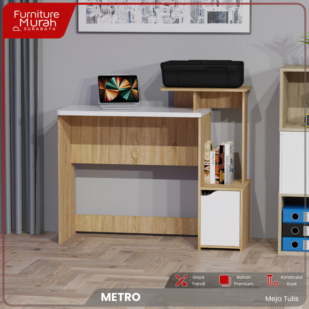 Furniture Murah Surabaya - MEJA TULIS series METRO | Design yang Minimalis | Kombinasi 2 warna | Per
