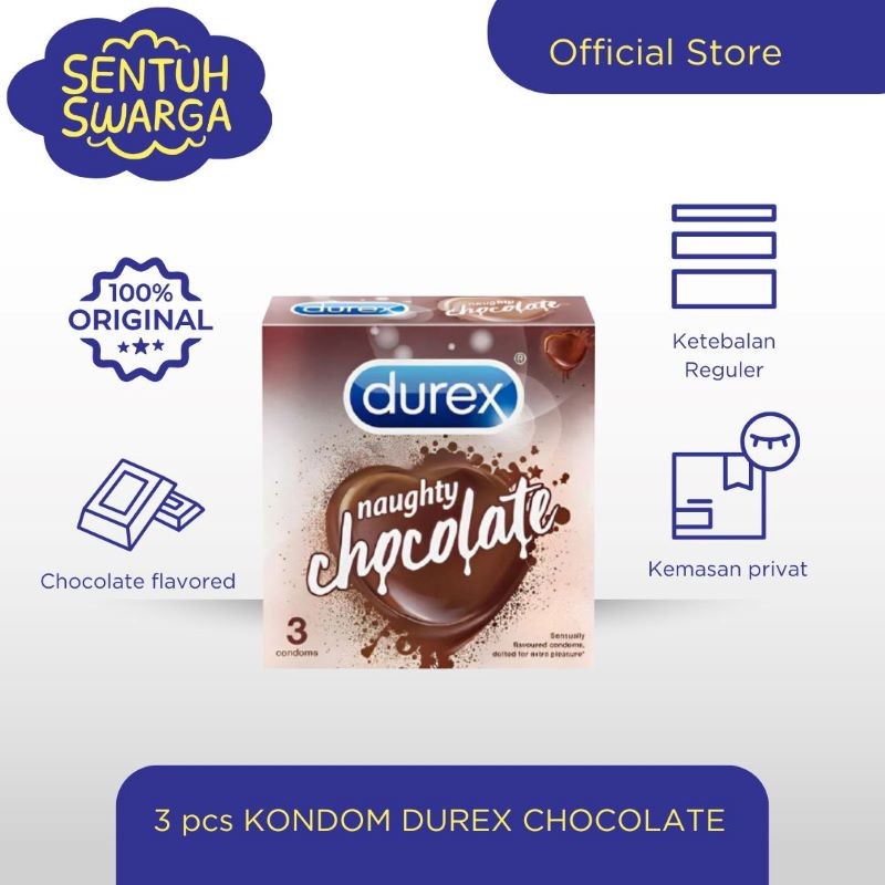 Kondom Durex Naughty Chocolate Isi 3 Sachet | Kondom Rasa Cokelat