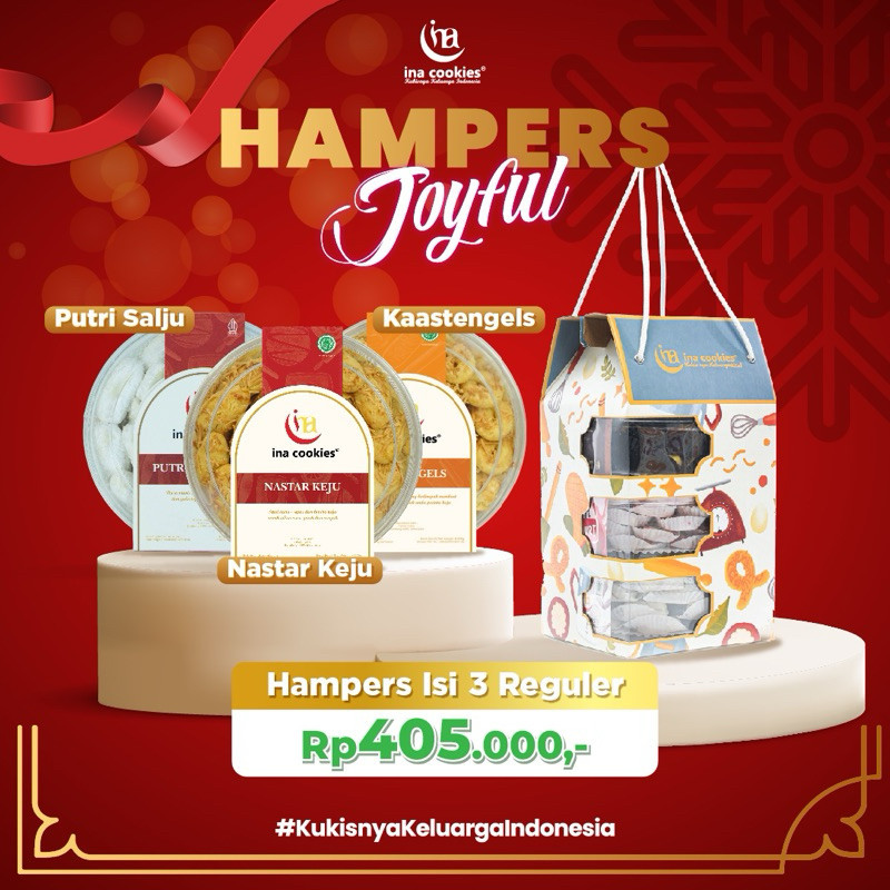 

Hampers Gable Box "Joyful" isi 3 Toples Reguler Kue Kering Premium Ina Cookies Agen Resmi Malang