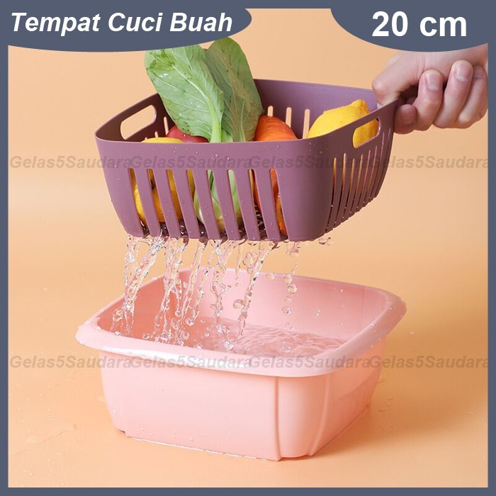 Kotak Plastik Cuci Buah/Baskom Cuci Sayur/Plastik/Tempat Saringan Buah