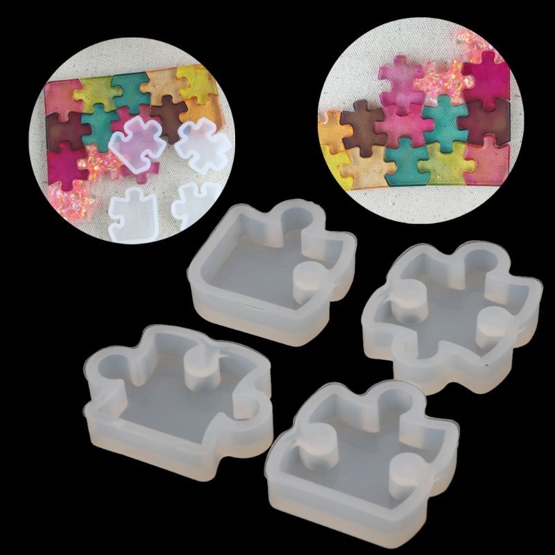 

4Pcs Epoxy Resin Molds Puzzle Gemstone Crystal Mold Silicone Mould For Epoxy Resin DIY Jewelry Pendant Making Tool
