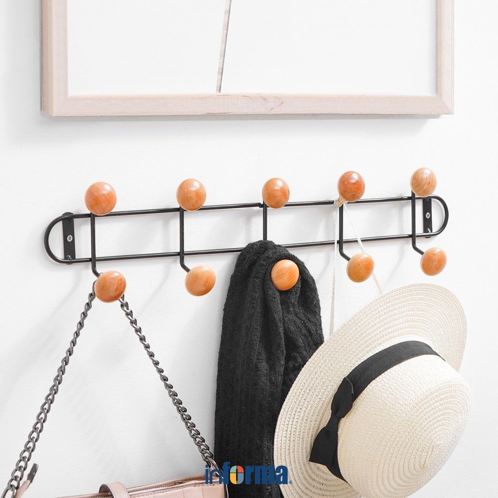 Informa Gantungan Dinding 5 0745 50x11x5 cm - Hitam Pengait Multifungsi Tembok Clothes Hook Tempat G