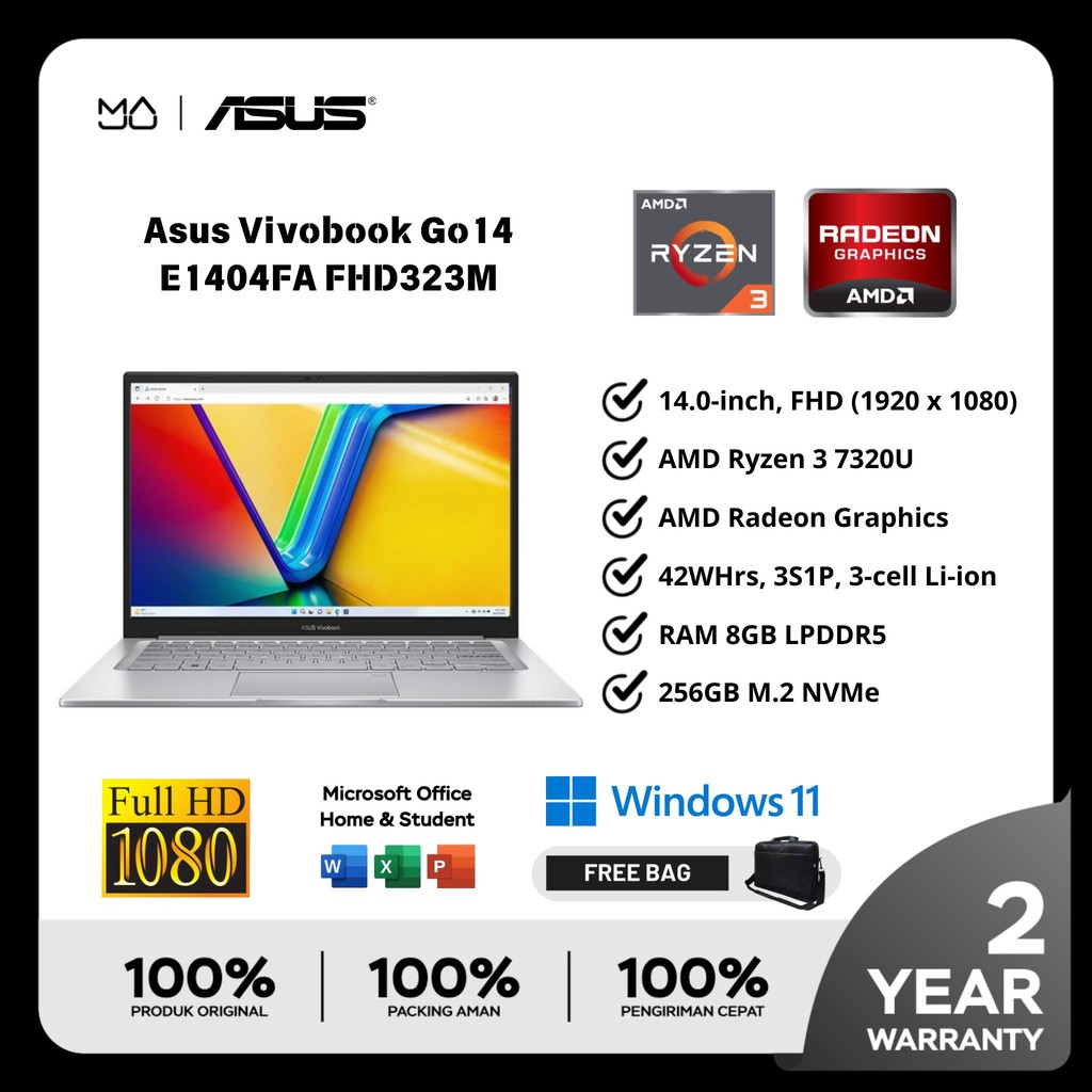 Laptop Asus Vivobook Go 14 E1404FA FHD323M R3 7320U 8GB/256GB