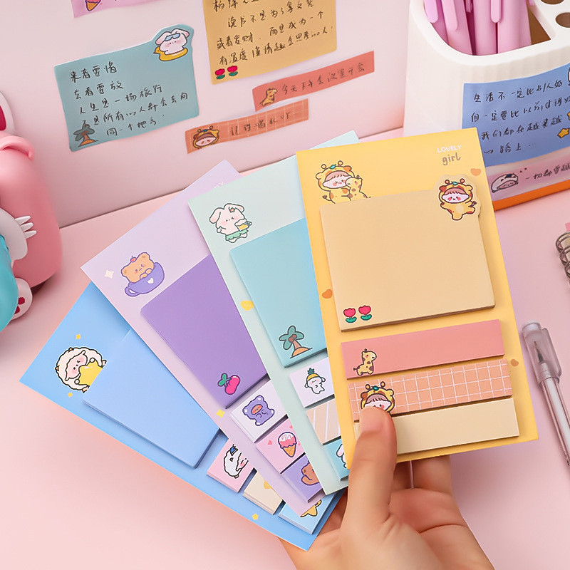 

Sticky Notes Lovely Mix Set Colorful Berwarna Memo Pad Kartun Kertas Menandai Catatan Lengket-Hibio Present