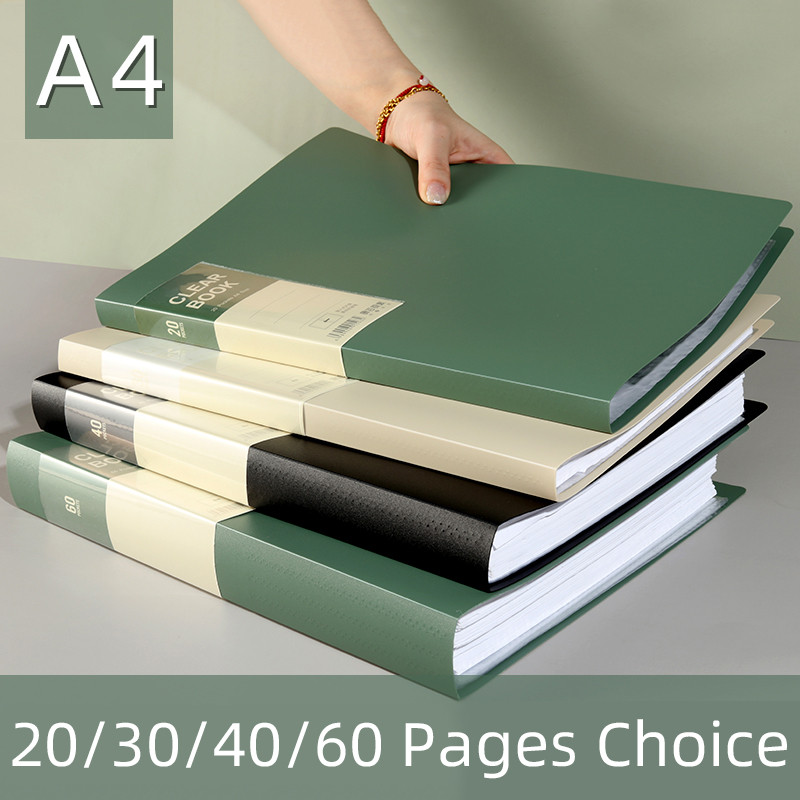 

KOBEST 20/30/40/60 Pages A4 Side Transparent Thickening Folder High Quality Multi-layer File Cover Office School Supplies