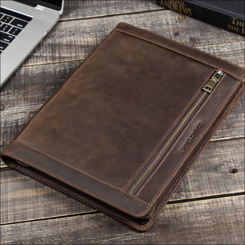

Leather Notebook Portfolio iPad Case Folder Bag Business Multifunctional Clutch with Pencil Holder Portable Quality Briefcase