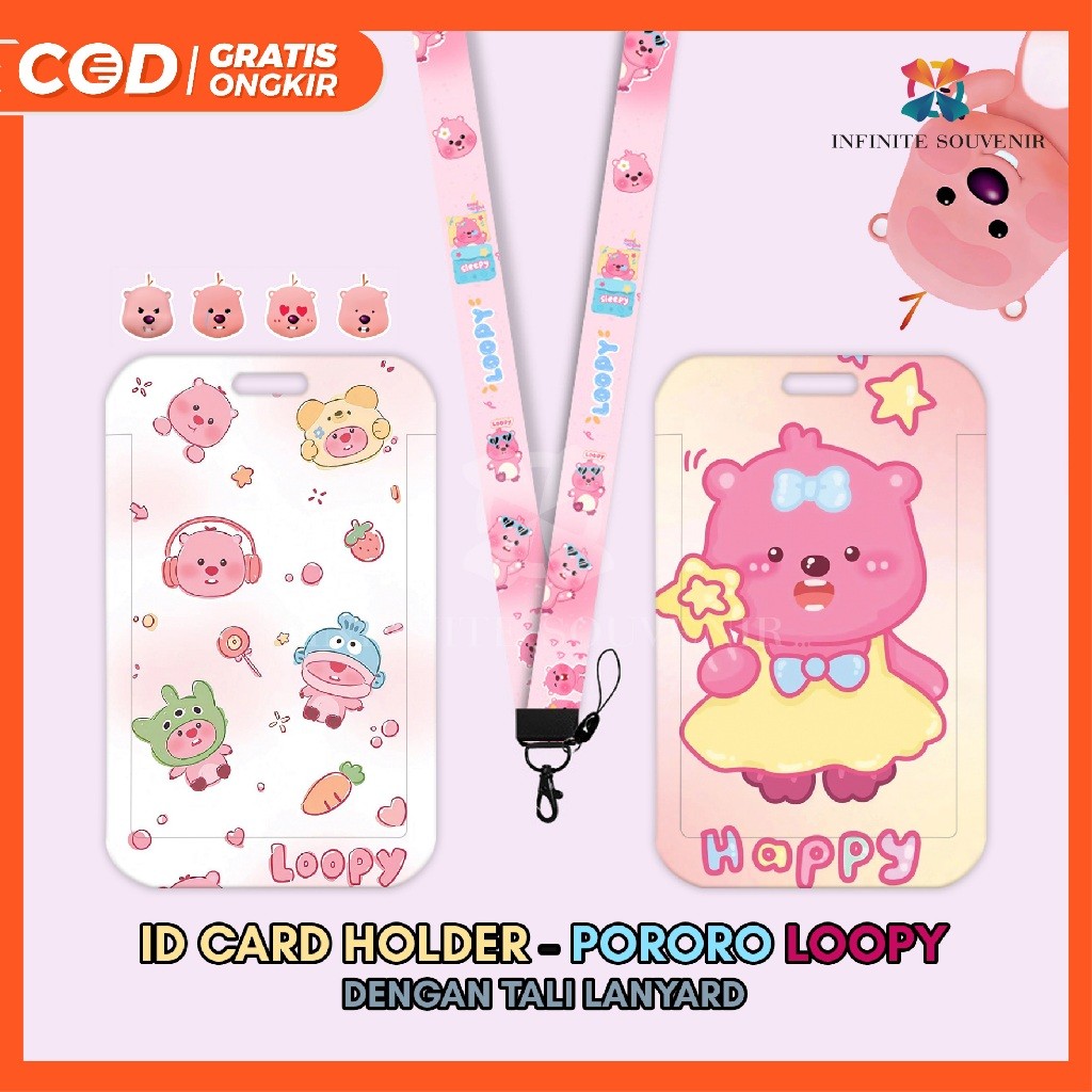 

[N004] PORORO LOOPY Card Holder Tali Lanyard / Id Card Holder dengan Tali Lanyard School Girl