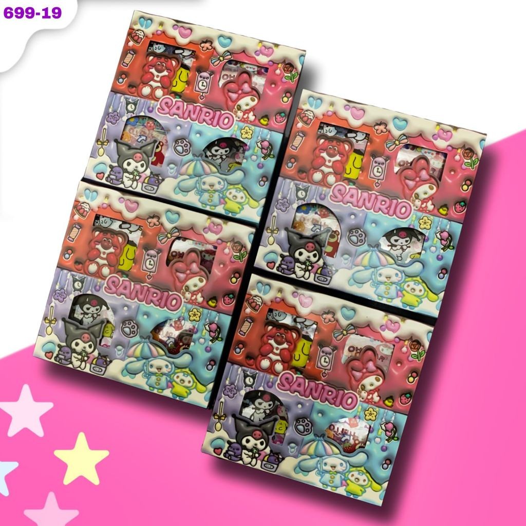 

[NEW] Stiker Sanrio Box 3D Cinamorrol Kuromi Melody Lotso Isi 100 Pcs / Sticker Anak Motif Sanrio Best Seller