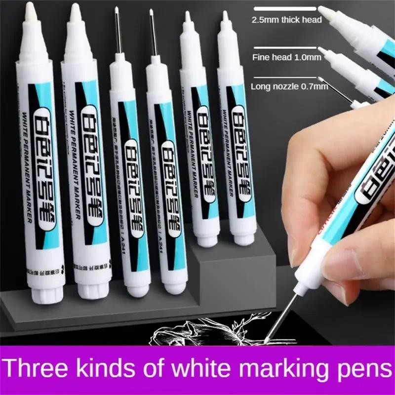 

0.7/1.0/2.5MM White Permanent Marker Pens 1/5/10Pcs Paint Markers For Wood Rock Plastic Leather Glass Stone Metal Art Supplies