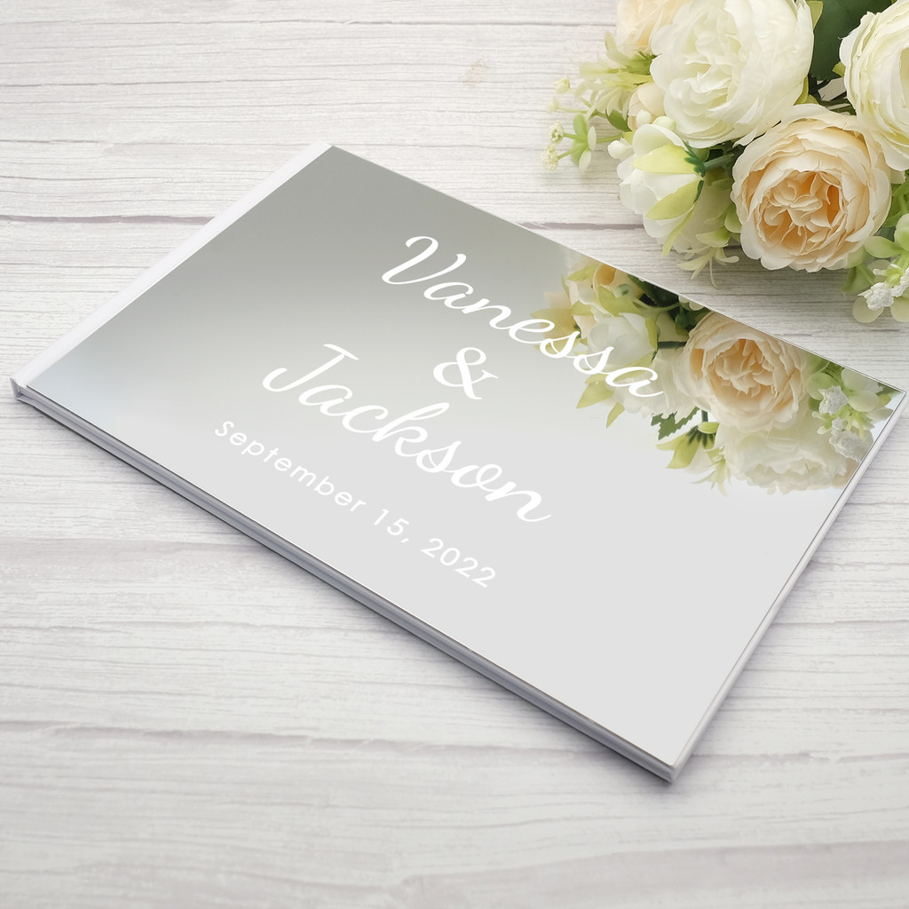 

Personalized Wedding Custom Signature Guestbook Acrylic Mirror Reception Book Engagement Rings Design Scrapbook Party Favors