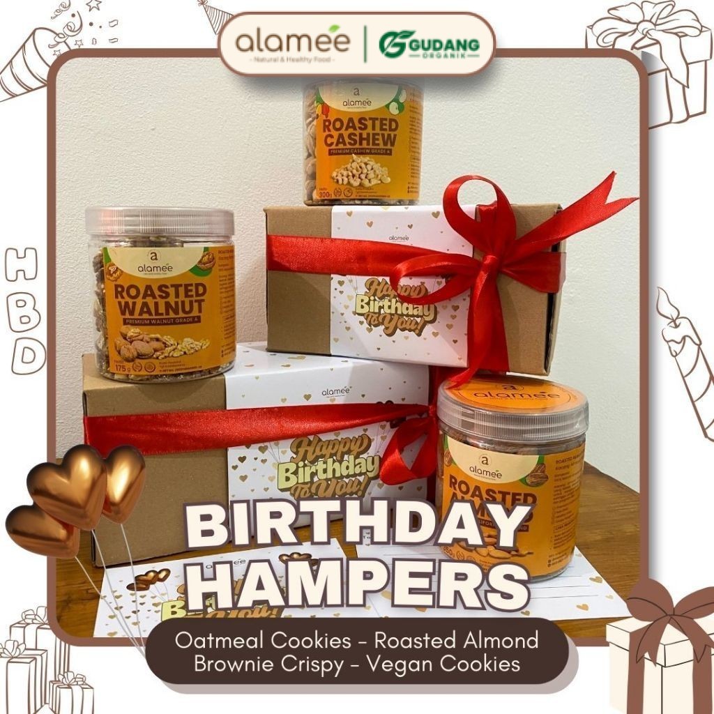 

ALAMEE Kado Ulang Tahun Birthday Hampers Hadiah Birth day Parcel Kado Cemilan Sehat Kue Kering Gudang Organik